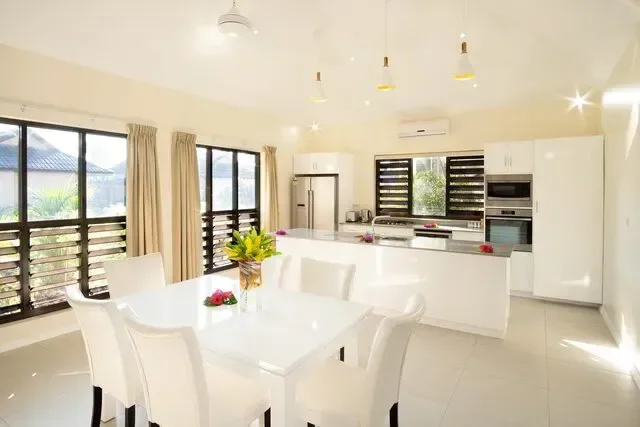 Bright dining space in a three-bedroom villa